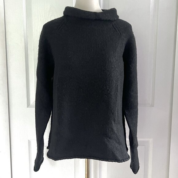 Vintage J. Crew 100% Wool Black Heavyweight Turtleneck Sweater Mens M Fisherman - Picture 1 of 3